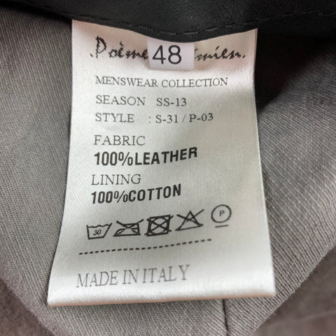 POEME BOHEMIEN Size S Grey Leather Zip Up Jacket