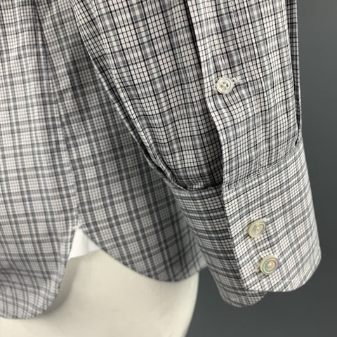 TOM FORD Taille XL Chemise à manches longues boutonnée en coton à carreaux gris