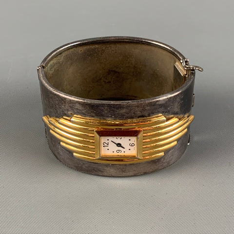 ALFRED DURANTE Silver Gold Metal Art Deco Watch Bracelet