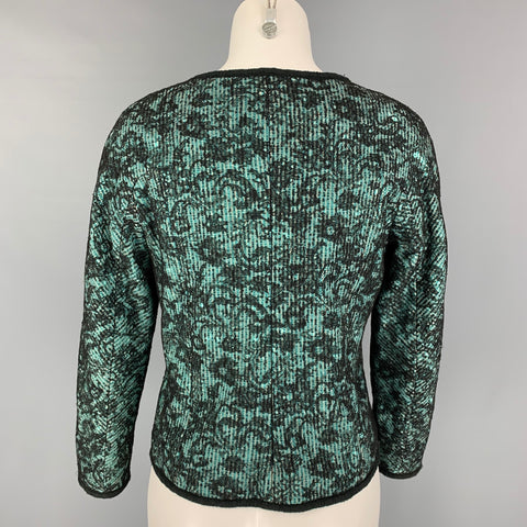 ROCHAS Size 8 Mint Black Cotton Blend Stripe Jacket