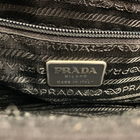 PRADA Black Fabric Acetate Chain Shoulder Bag Handbag