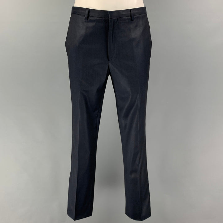 COLECCIÓN CALVIN KLEIN Talla 34 Traje de esmoquin con solapa de pico de lana negro azul marino