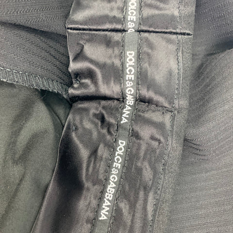 DOLCE & GABBANA Size 32 Black Stripe Wool Silk Tuxedo Dress Pants