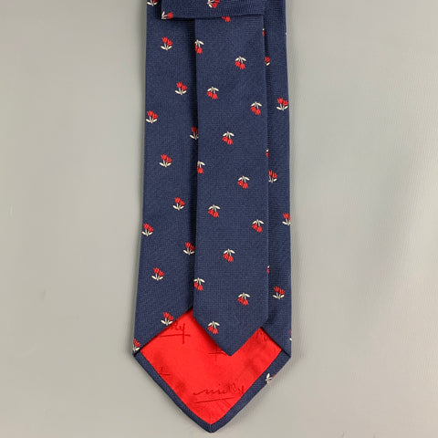 MICKY Navy Red Floral Silk Tie