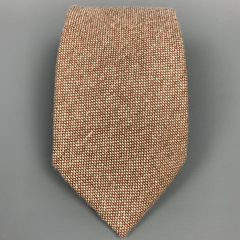 DRAKES LONDON Brown & Cream Textured Cashmere Tie