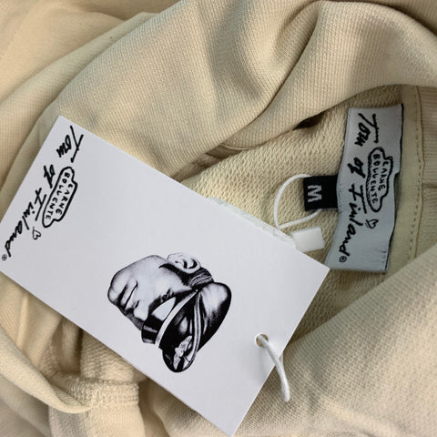 CARNE BOLLENTE Size M Beige Grey Graphic Cotton Hooded Sweatshirt