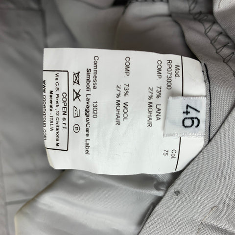 ROYAL HEM Taille 40 Costume à revers cranté en laine mohair gris