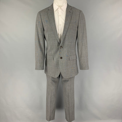 J. CREW Size 38 Regular Dark Gray Glenplaid Wool Notch Lapel Suit