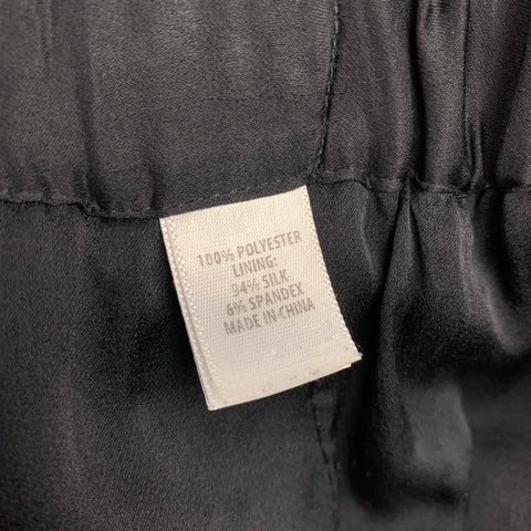 ST. JOHN COUTURE Taille L Pantalon habillé en polyester à paillettes noires avec ceinture élastique