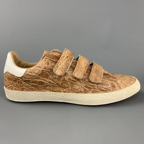 MAURO VOLPONI Taille US 8,5 Baskets à imprimé alligator texturé beige