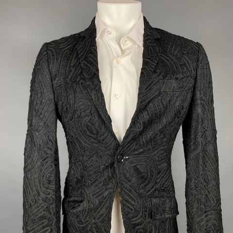 DOLCE & GABBANA Size 34 Black Guipure Viscose Blend Sport Coat