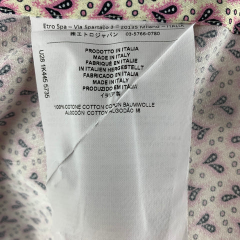 ETRO Taille 44 Chemise à manches courtes en coton à pois blancs roses