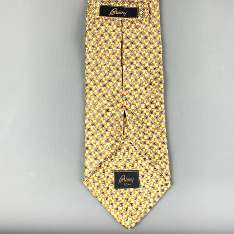 BRIONI Beige & Black Abstract Silk Tie