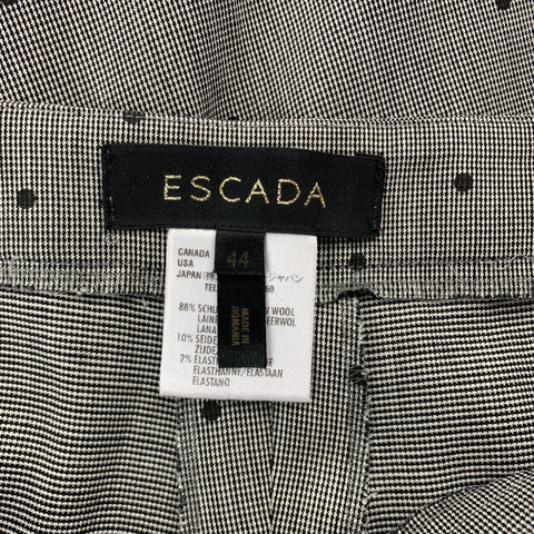 ESCADA Taille 14 Pantalon habillé en laine mélangée grise à pois à jambe large