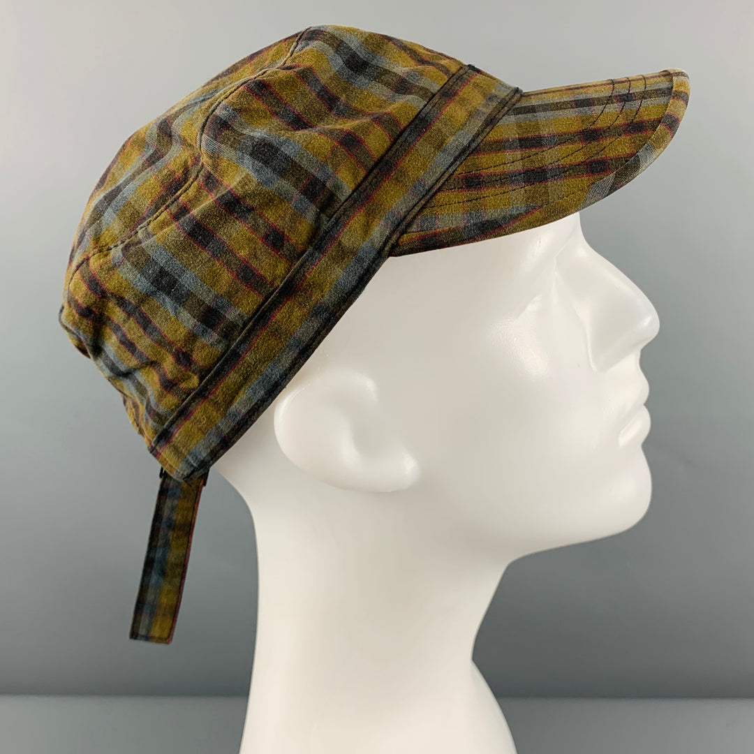 MARC JACOBS Size One Size Grey Green Plaid Cotton Hat