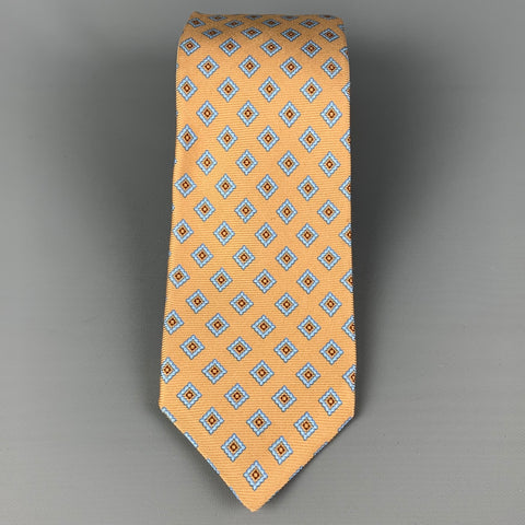 KITON Yellow Blue Rhombus Silk Tie
