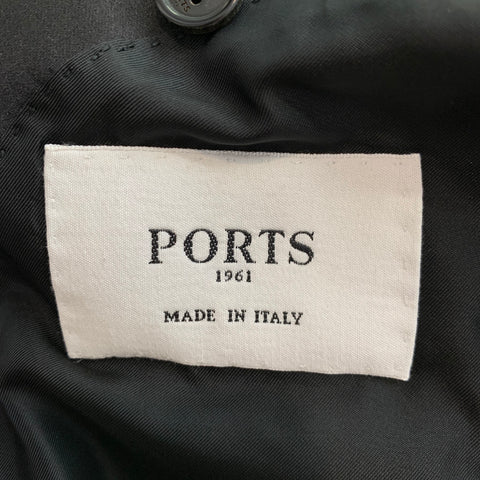 PORTS 1961 Size 38 Regular Black & Grey Plaid Velvet Shawl Collar Sport Coat