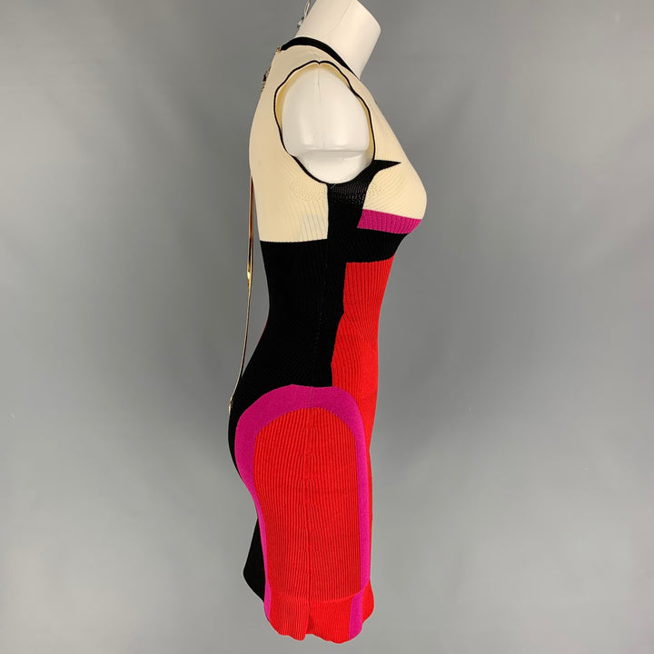 AZ FACTORY Vestido sin mangas con bloques de color en mezcla de viscosa, color crema, negro y rojo, talla S