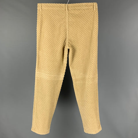 ERL Taille XL Pantalon habillé en coton velours côtelé kaki avec braguette zippée