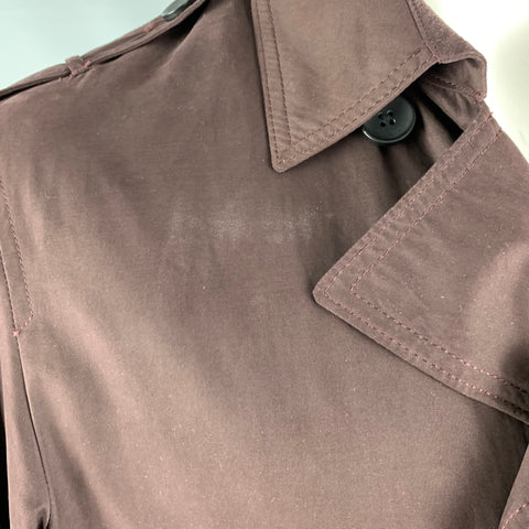 KENNETH COLE Size XL Burgundy Solid Polyester Trench Coat