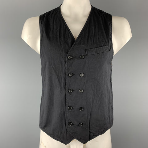ENGINEERED GARMENTS Size L Black & Red Floral Cotton Reversible Vest (Indoor)