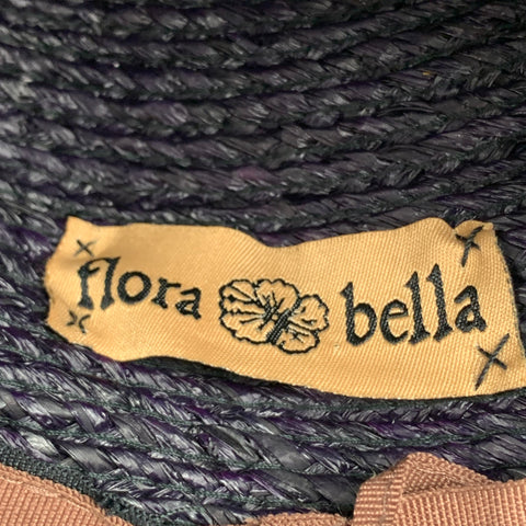 FLORA BELLA Chapeau à large bord tissé aubergine