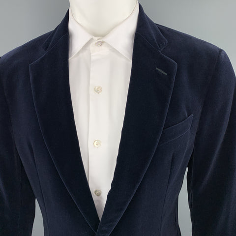 ARMANI COLLEZIONI Taille 40 Manteau de sport à revers cranté en velours bleu marine