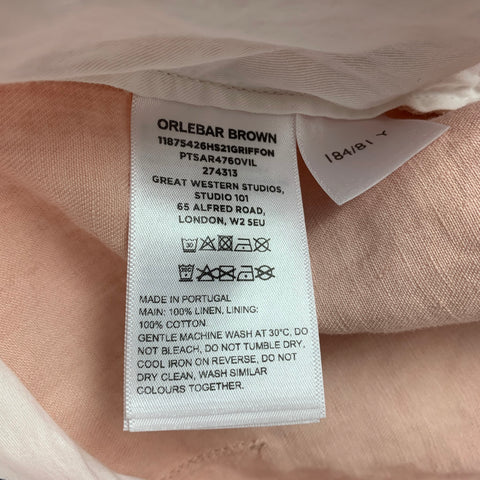 ORLEBAR BROWN Size 32 Pink Cotton Flat Front Pants