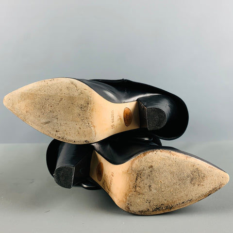 TE' CASAN Taille 7 Bottes à enfiler en daim noir avec matériaux mélangés
