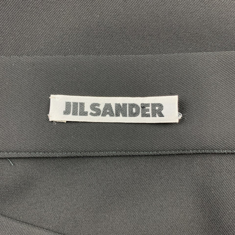 JIL SANDER Size 4 Black Twill Polyester A-Line Wrap Skirt