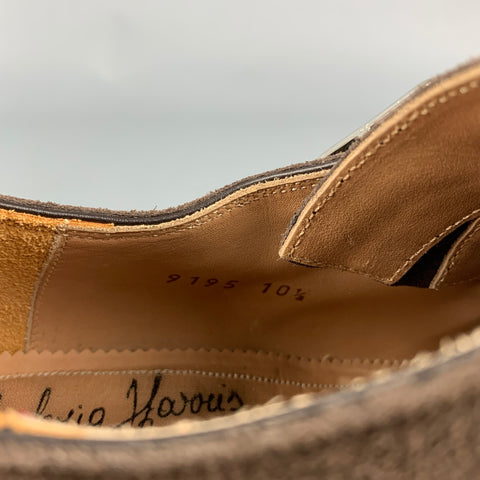 CALZOLERIA HARRIS for BARNEY'S NEW YORK Size 11.5 Brown Suede Monk Strap Lace Up Shoes