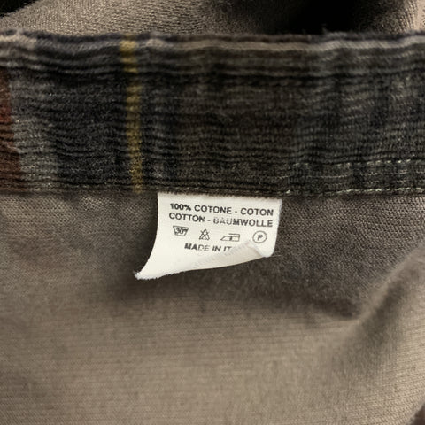 ETRO Size S Brown & Orange Plaid Corduroy Button Up Long Sleeve Shirt