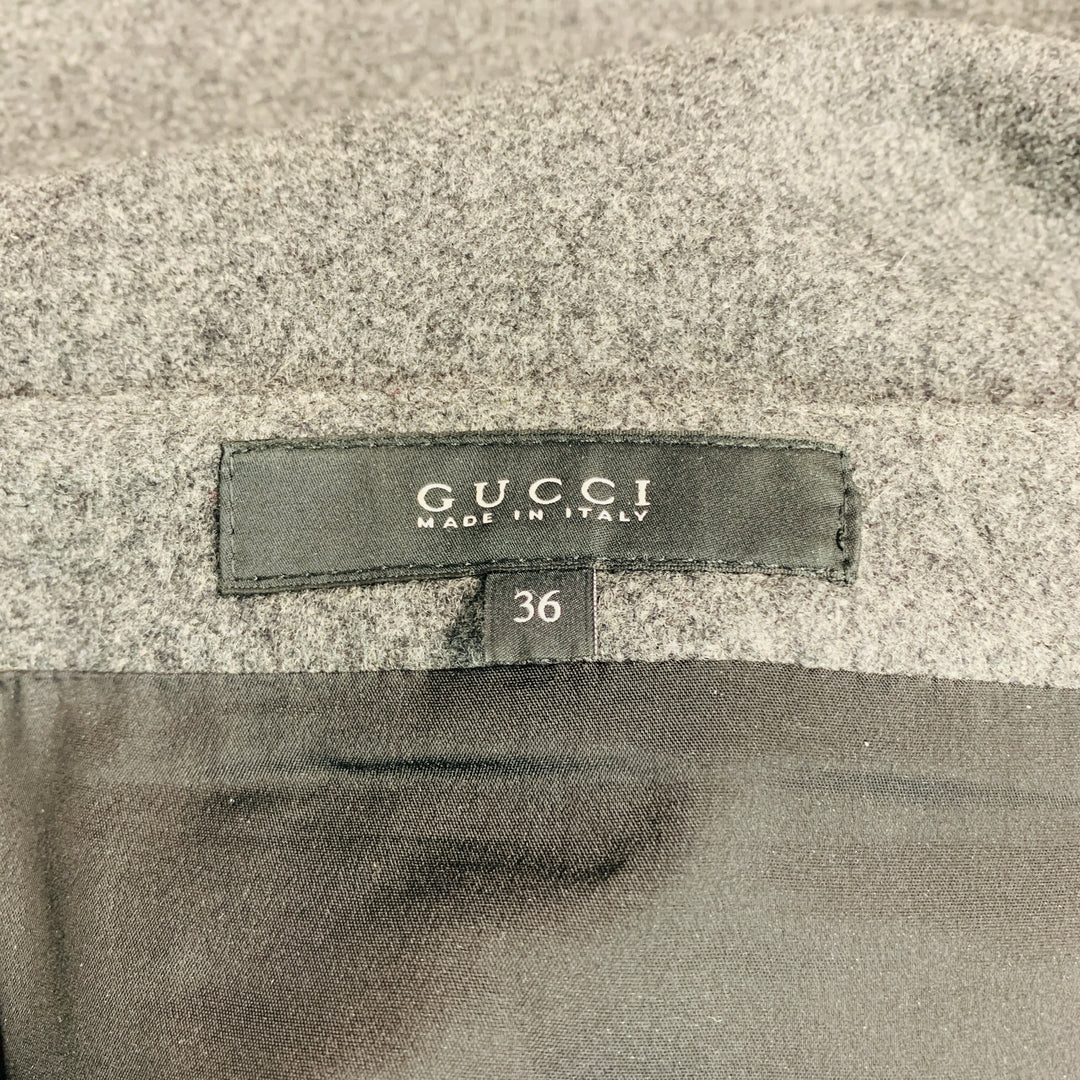 GUCCI Size 0 Grey Wool Cashmere A-Line Mini Skirt