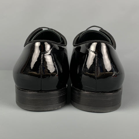 GIORGIO ARMANI Size 12.5 Black Patent Leather Lace Up Shoes