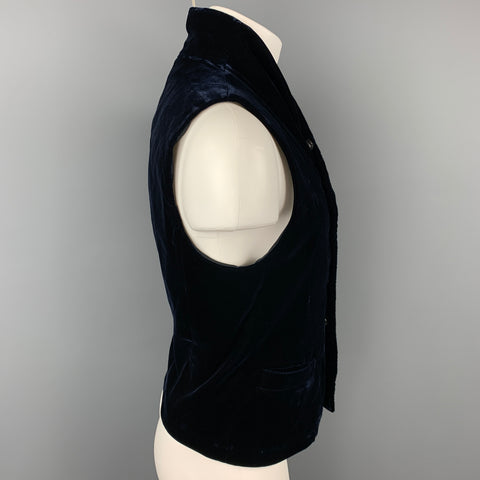 GIORGIO ARMANI Size 38 Dark Blue Velvet Viscose Blend Waistcoat Vest