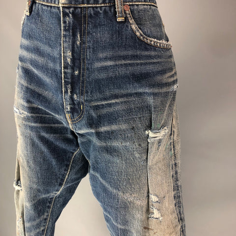 VISVIM Size S Light Blue Denim Distressed Jeans
