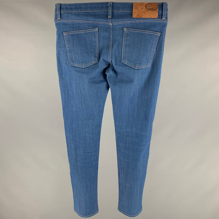 NAKED AND FAMOUS Size 34 Blue Contrast Stitch Cotton Elastane Jeans