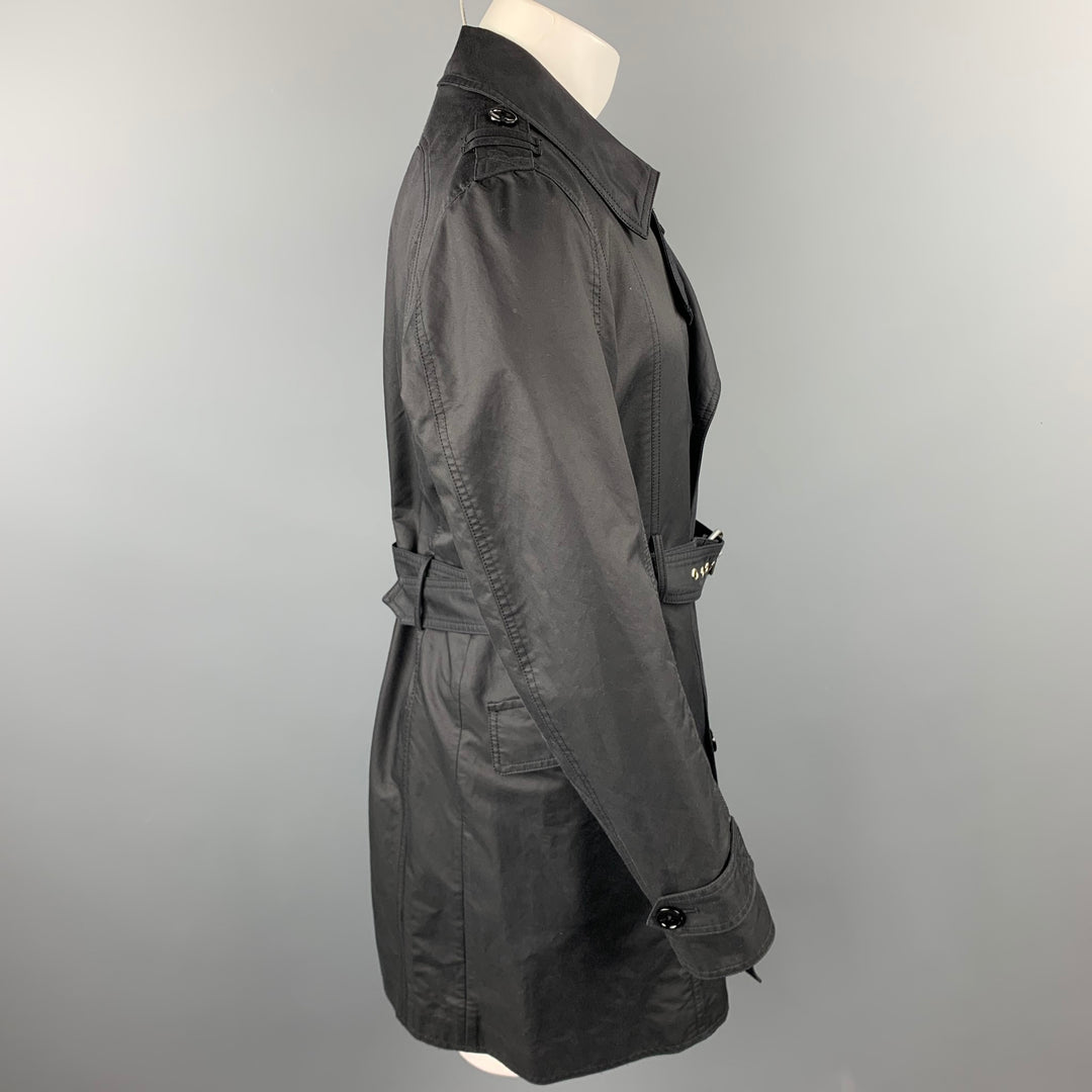 D&G by DOLCE & GABBANA Size 38 Black Cotton Blend Belted Trenchcoat