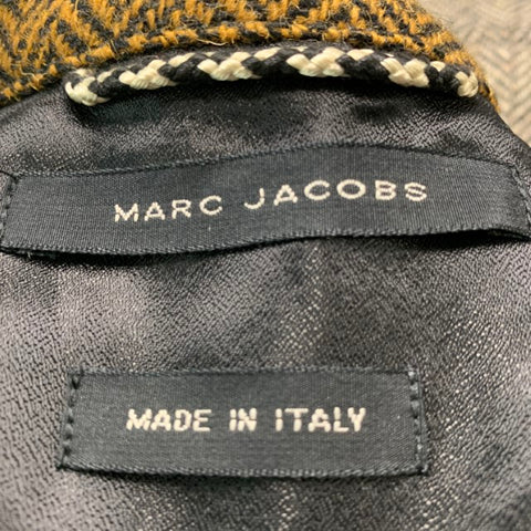 MARC JACOBS Size 38 Grey Black Herringbone Wool Notch Lapel Sport Coat