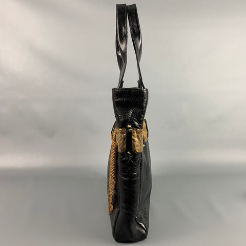 CC SKYE Black & Gold Leather Tote Handbag