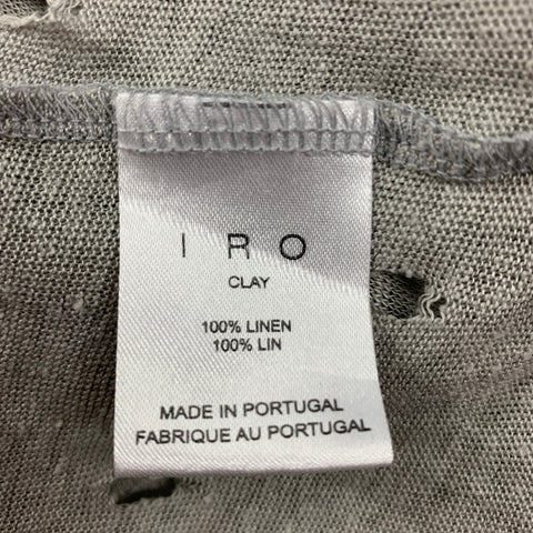 IRO Size S Light Gray Distressed Linen Crew-Neck Clay T-shirt