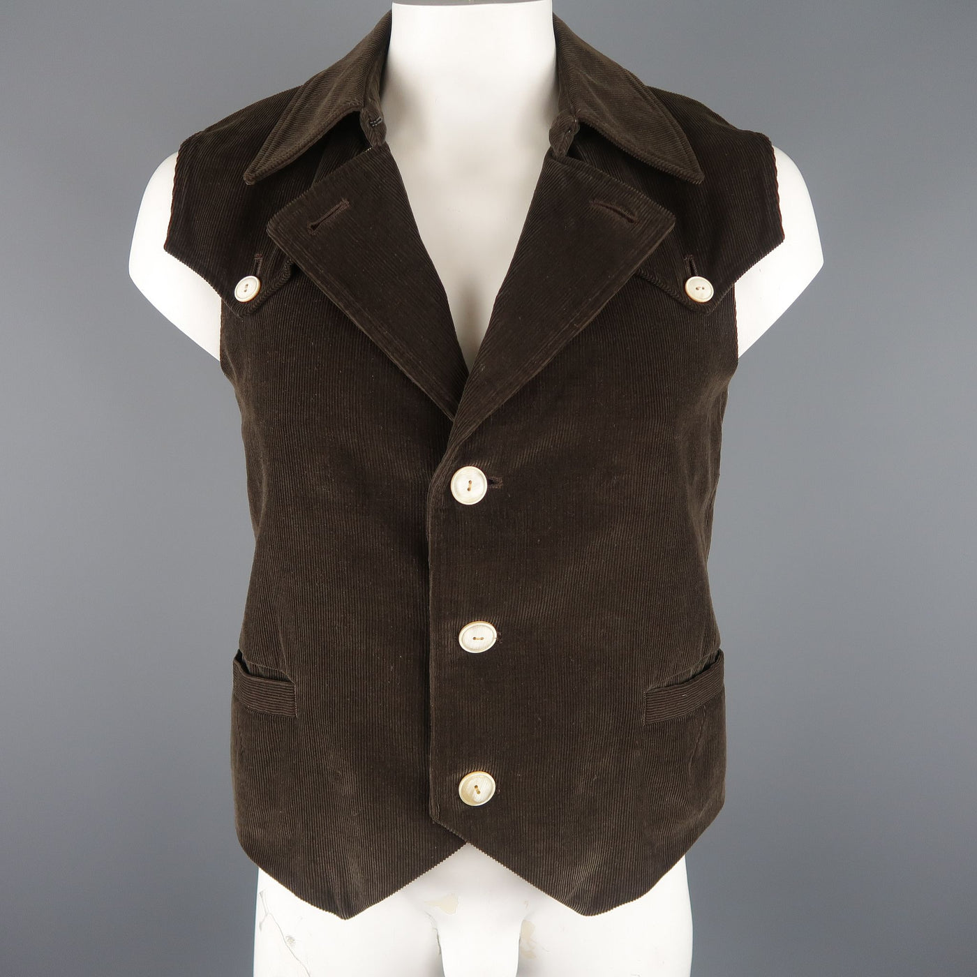 NUMBER (N)INE 40 Brown Corduroy Notch Lapel Vest