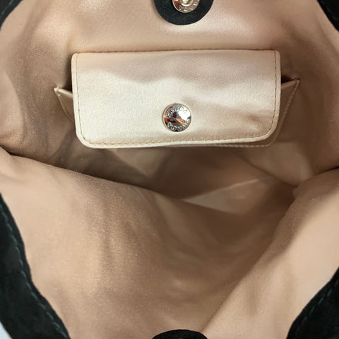 PRADA Sac à main de soirée en daim noir orné de strass