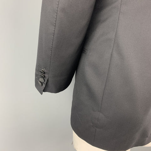 ERMENEGILDO ZEGNA Size 40 Regular Black Wool Peak Lapel Tuxedo