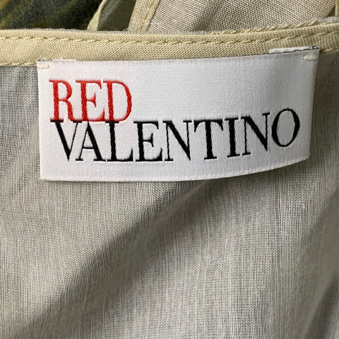 RED VALENTINO Talla 6 Blusa de algodón y seda verde amarillo