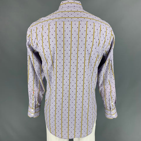 ROBERT GRAHAM Size XL Purple Yellow & Stripe Cotton Button Up  Long Sleeve Shirt