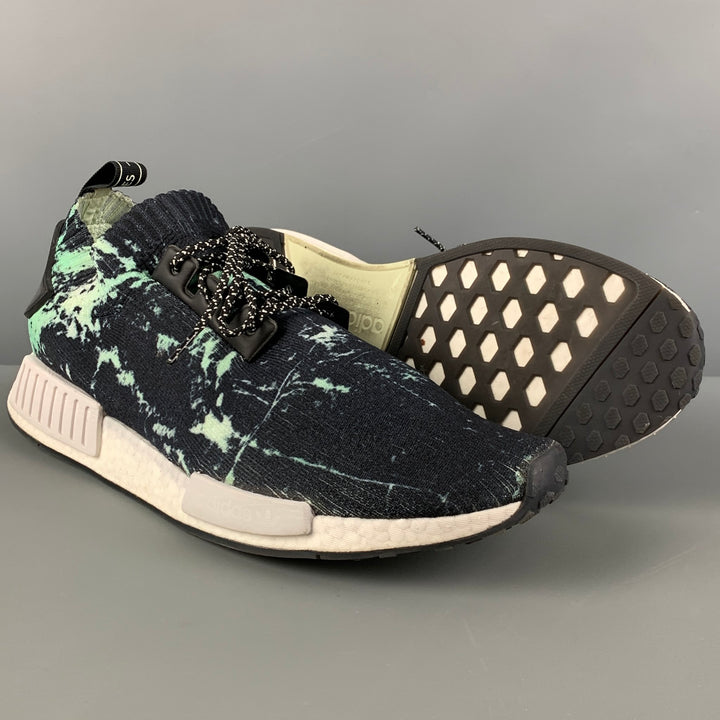 ADIDAS NMD R1 PK Talla 12.5 Zapatillas de deporte con cordones de nailon salpicadas de color negro y verde