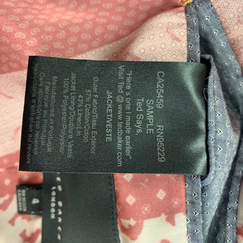 TED BAKER Size L Multi-Color Plaid Cotton Linen Buttoned Vest