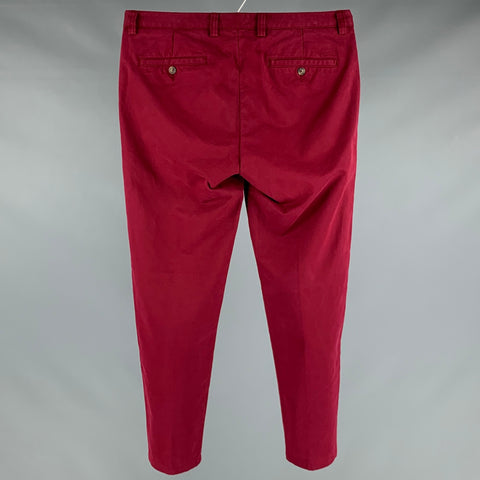 AMI par ALEXANDRE MATTIUSSI Taille 34 Pantalon habillé en coton bordeaux avec braguette boutonnée