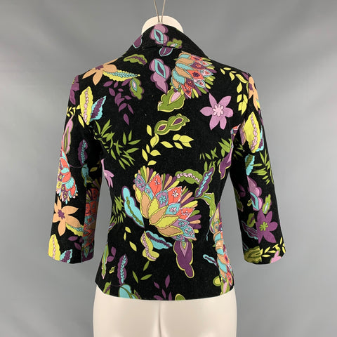 TRINA TURK Taille 2 Veste manches 3/4 en coton multicolore noir